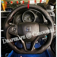 [Ready Stock] Carbon Fiber Steering Wheel For Honda Jazz Fit Shuttle City GK3 GK5 GP5 GK8 GM6