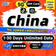China SIM Card 1-30 Days Daily500MB-Unlimited 5G/4G Unlimited Data China SIM Card