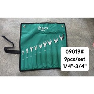 SATA 09017 09019 09021 SAE COMBINATION SPANNER SETS 5/16"-5/8"(6pcs)/1/4"-3/4"(9pcs)/1/4"-7/8"(11pcs