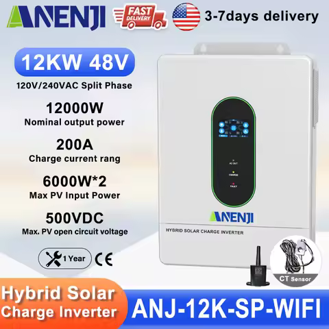 ANENJI 3.6KW 6.5KW 12KW 48V Solar Inverters 110V Hybrid On/Off Grid Inverter inversor solar híbrido 
