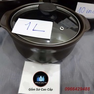 Clay pot, glass lid used to braise fish and meat..Premium (size: 0.5L, 1L, 1.5L, 2L, 2.5L, 3L, 6in, 