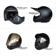 Helm Cakil Ular Hitam Doff (Half Face / Full Face) - Helm Retro - Helm