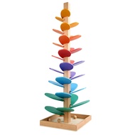 Rainbow Musical Tree Toy Wooden Petals Assembly and Marble Run Balls Tracking Toy Kids Educational M