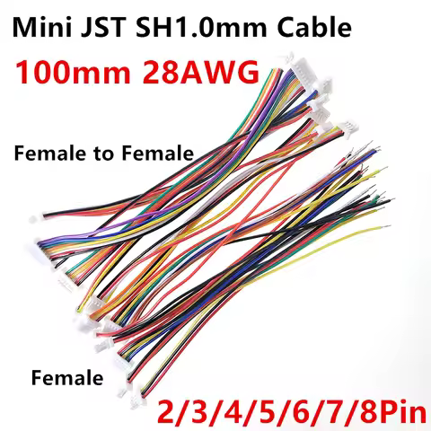 Mini JST SH 1.0mm Pitch Female Socket Terminal Plug Wire Connector SH 1mm 2 3 4 5 6 7 8 Pin 10CM 28A