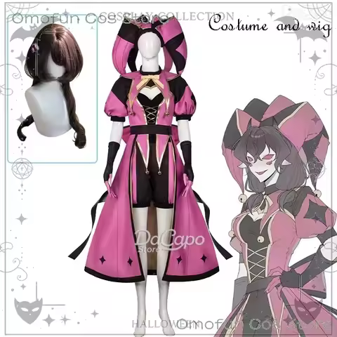 Freak Circus Columbina Pink Angel Clown Set – Wig + Yandere Horror Suit, Adult Halloween Scary Cospl