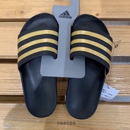 Threeg ADIDAS ADILETTE AQUA SLIDES Waterproof Slippers One-Piece Swimming Black Gold Men Women EG175