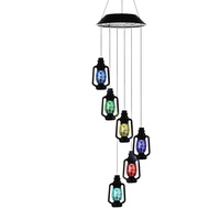 Changing Solar Powered Lanterns Wind Chime Wind Mobile LED Light, Gzero Spiral Spinner Windchime Por