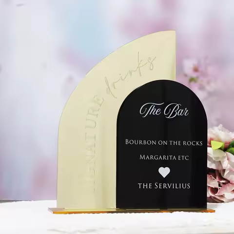 Personalized Signature Drinks Sign, Wedding Cocktails Menu, Wedding Bar Sign, Wedding TableGold Mirr