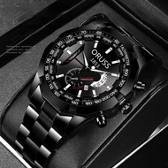 ORUSS 1853 Men's Stainless Steel Waterproof Luxury Fashion Business Watch Automatic Quartz Wrist Men