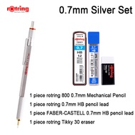 <ZU shop>Rotring 800 0.50.7Mm ดินสอกดโลหะสีดำ เงินดินสออัตโนมัติ1ชิ้น
