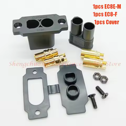 Updated EC8E-M Male EC8 Female Cover High Current 100A Mountable Connector plug for RC Quick Charger
