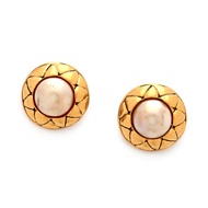 Chanel Gold Metal and Imitation Pearl Coco Crush Earrings, 1980s