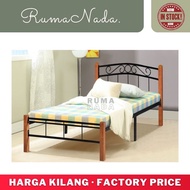 Wood Metal Single Bed Frame| Wood Metal Bed / Bedroom Furniture / Bed Base / Katil Kayu Single Besi / Katil bujang / Bed Frame
