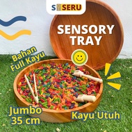 SHEERU Wooden Tray Sensory Play | Tray Sensory Play | Round Sensory Tray