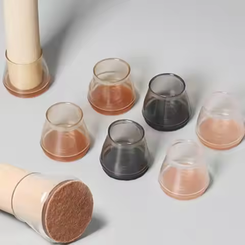 8pcs Silicone Chair Feet Cover TPR Non-Slip Round Chair Leg Caps with Felt Rubber Chair Feet Pads Fe