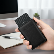 Men's Carbon Fiber RFID Wallet with Aluminum Magnetic Card Holder, Money Clip, Slim Anti-Theft Minim