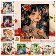 HY-frame-/32*40cm/40*50/50*60 Coloring by numbers WOMEN COLOR frame, brush, paint