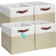 OrganiHaus 13x13 Cube Fabric Storage Bins Set of 4, Fabric Storage Cubes w/ Vegan Handles, 13 inch C
