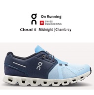 New On Running ผู้หญิง รุ่น Cloud 5 รองเท้าเทคโนโลยีพื้น Helion ใหม่ พื้นผิวที่ทนทาน รวมถึงสัมผัสที่มั่นคงขึ้น