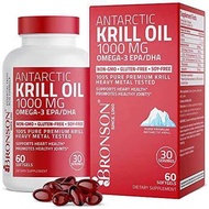 Bronson Antarctic Krill Oil 1000mg,Omega-3s EPA, DHA, Astaxanthin and Phospholipids 60 Softgels