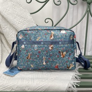 Lesportsac Peter Rabbit แบรนด์ร่วมการ์ตูนพิมพ์ไนลอนผู้หญิงกระเป๋าผ้ากระเป๋าสะพายไหล่แบบพกพากระเป๋าโท