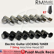 RM 7 STRING Electric Guitar Locking Tuner Guitar Machine Head SET String Locking Tuners R7 Chrome Bl