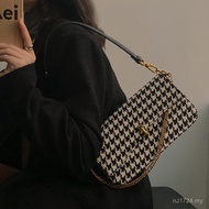 2025 Niche Houndstooth Retro Female Crossbody Live Streaming Fashionable Shoulder Bag All-Match Smal