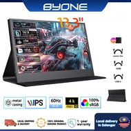 BYONE 13.3" 100% sRGB Kickstand Portable Monitor, 4K FHD  60hz with USB C HDMI Monitor Extension Scr
