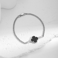 Hyl Jewelry 639B Gelang Titanium Wanita  Bangle Bracelet Four Leaf Clover Terbaru Anti Karat Dan Ker