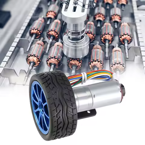 Encoder Gear Motor with Mounting Bracket 65mm Wheel Kit for Smart Car Robot DC12V JGA25-371 Machiner