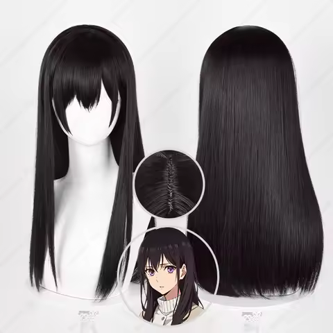 Anime Mei Aihara Cosplay Wig 53cm Long Straight Black Brown Wigs Heat Resistant Synthetic Hair