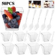 Round Square Mini Dessert Cup Clear Mousse Cups Shot Glass Disposable Small Cups for Dessert Party