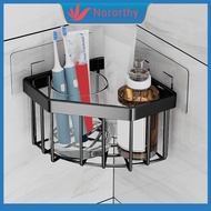 NORORTHY Stainless Steel Sink Corner Storage Basket Drain Holder Punch-free Kitchen Organizer Triangular Bathroom Drainer Rack Kitchen Bathroom