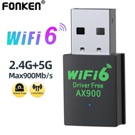 Fonken WiFi 6 USB Adapter 2.4G+5.8G Dual Band AX900 WiFi Network Wireless LAN Card Receiver