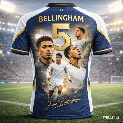 Jude Bellingham's Summer 3D Print Family Sportswear Football Jersey T-shirt Is Loose and Comfortable