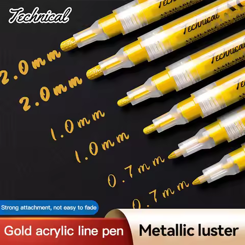 Metallic Marker Pen 0.7/1.0 mm Extra Fine Acrylic Gold Silver Color Pen Back to School Supplies High