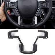 Carbon Fiber Steering Wheel Cover Trim ABS Sticker Interior Decoration For Ford F150 F250 F350 Car A