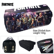 Bqcn New Style Fortnite Fortnite Night Student Pencil Case Large Capacity Canvas Double Layer Zipper Stationery Box Stationery Bag School Gift