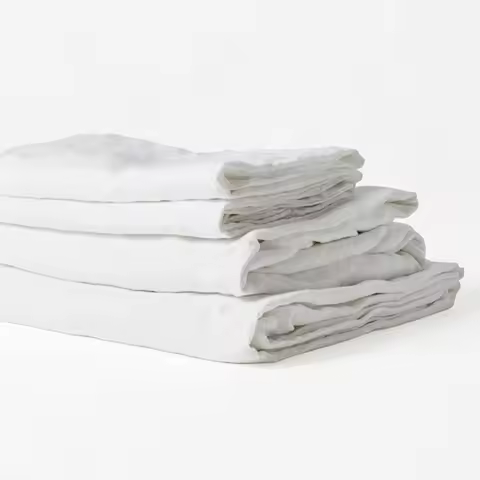 100% Purel Linen Flax Bedding Sheet Set(1 Flat Sheet, 1 Elastic Fitted Sheet,2 Pillowcases) Breathab