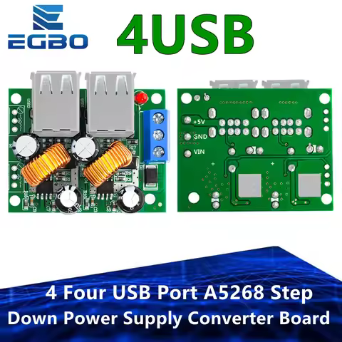 EGBO 4 Four USB Port A5268 Step Down Power Supply Converter Board Module DC 12V 24V 40V to 5V 5A For