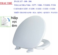 Nắp bồn cầu đóng rơi êm thay cho nắp bồn cầu INAX C-117 C-108 C306 Viglacera Caesar Thiên Thanh