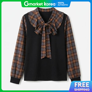 Hwase Check Ribbon Tie Blouse_Hb6Sbl002C