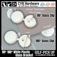90° 180° White Plastic PVC Glass Bracket Holder for Furniture Kitchen Storage Door Akesesori Pintu Kaca