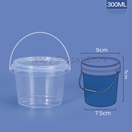 Happy ถังน้ำแข็งพลาสติก 300ml 500ml 1000ml กระปุกเก็บอาหารมีฝาโปร่งใส Clear Plastic Bucket