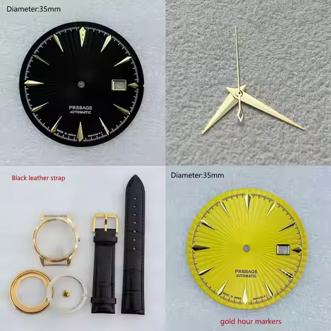 NH35 s logo 35mm dial PRESAGE for 40mm rose gold case blue black brown leather strap PRESAGE fit NH3