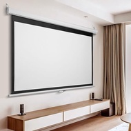Projector Screen 60/72 inch, Projection Screen Manual Pull Down Auto-Locking Retractable, 16:9, 4:3