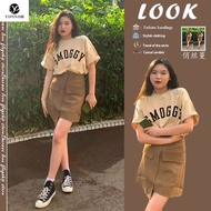 🍊[Ready stock ] 🍊大碼女裝套裝 【40-150KG 胖女孩大码短裙】大码女装夏季套装女2023新款炸街御姐轻熟风港味复古上衣半身裙 M-5XL fat bigsize oversize