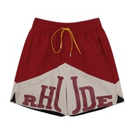 Cross-border Trendy Brand RHUDE Micro-label Printed Color-blocked Rope Casual Shorts For Men And Wom