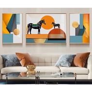 High-end Mirror Painting - 3D Horse Art Living Room Wall Painting 4 (Set of 3 panels)