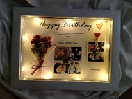 Dried Flower in frame PAKE lampu 20x28cmkado ulang tahun pacar kado ulang tahun spesial kado buat pa
